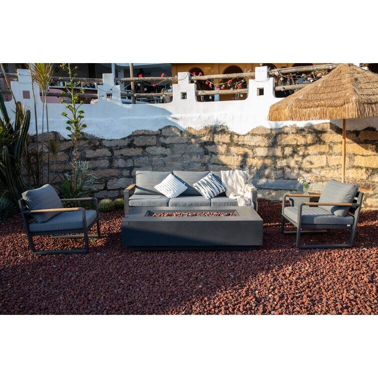 Savanah 72" Rectangular Outdoor Concrete Fire Pit Table by AMS Fireplace