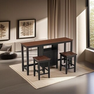 Farmhouse Rustic 3-piece Counter Height Wood Dining Table Set - Bed ...