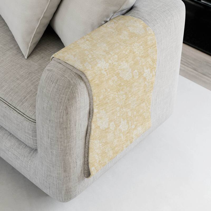 Premium Machine Washable Traditional Floral Sherpa Throw Blanket - Honey - 4'2" x 5'10"
