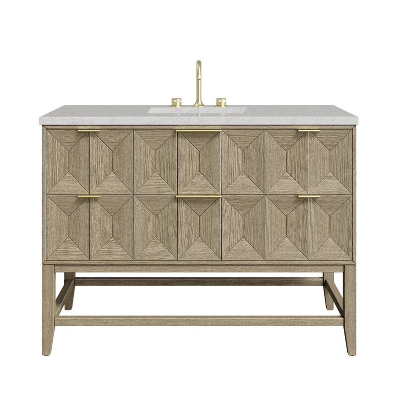 James Martin Vanities D100-V48-3EJP Emmeline 48" Single Basin Ash Wood - Pebble Oak - Oak Finish