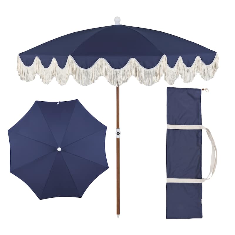 Mariner 6.5ft Classic Fringe Umbrella w/ Tilt & Bag