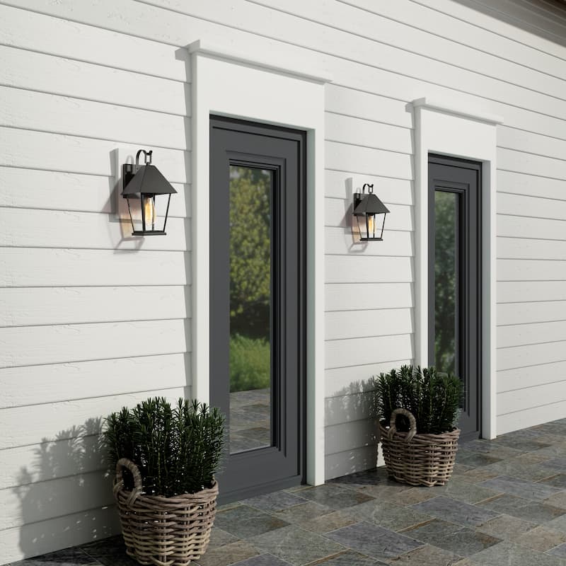 Kimbo 2-pack Modern Black Outdoor Wall Lights Garage Wall Coach Lantern for Porch, Front Door - L7.1" x W8.3" x H13.8"