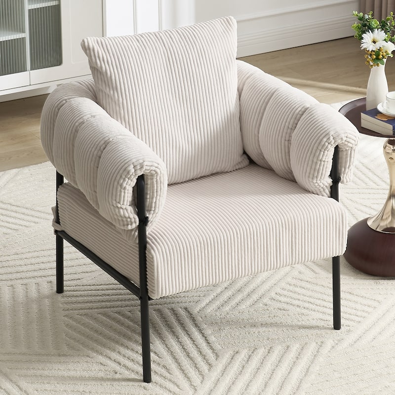 Simple Side Chair Office Chair Coffee Chair with Metal Legs, Creamy White Padded Chair Reception Chair - Creamy White