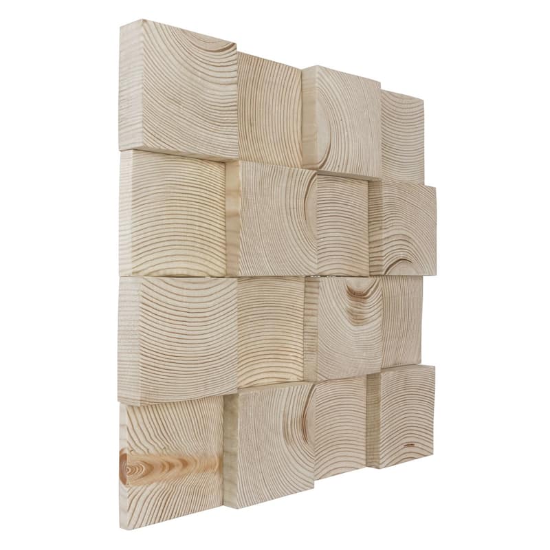 11 7/8"W x 11 7/8"H x 1/2"P Raised Wood Mosaic Wall Tile, Pine - 11 7/8"W x 11 7/8"H x 1/2"P