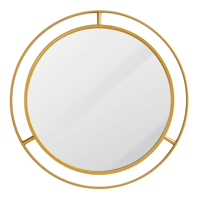 Glitzhome 24-inch Modern Deluxe Round Gold Decorative Wall Mirror - Gold