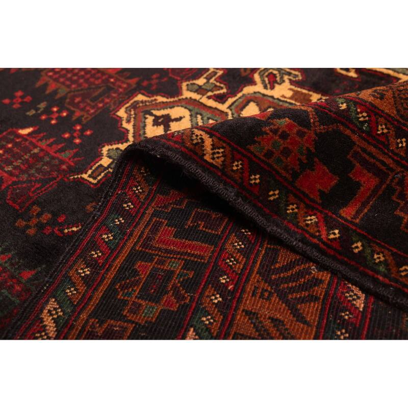 ECARPETGALLERY Hand-knotted Teimani Black, Red Wool Rug - 3'7 x 6'4