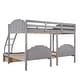 preview thumbnail 14 of 16, Full Over Twin & Twin Bunk Bed Velvet Triple Bunk Bed with Drawers and Guardrails, Beige