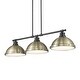 preview thumbnail 1 of 1, Yep by Golden Lighting Duncan 3-light Island Light in Matte Black and Aged Brass shade