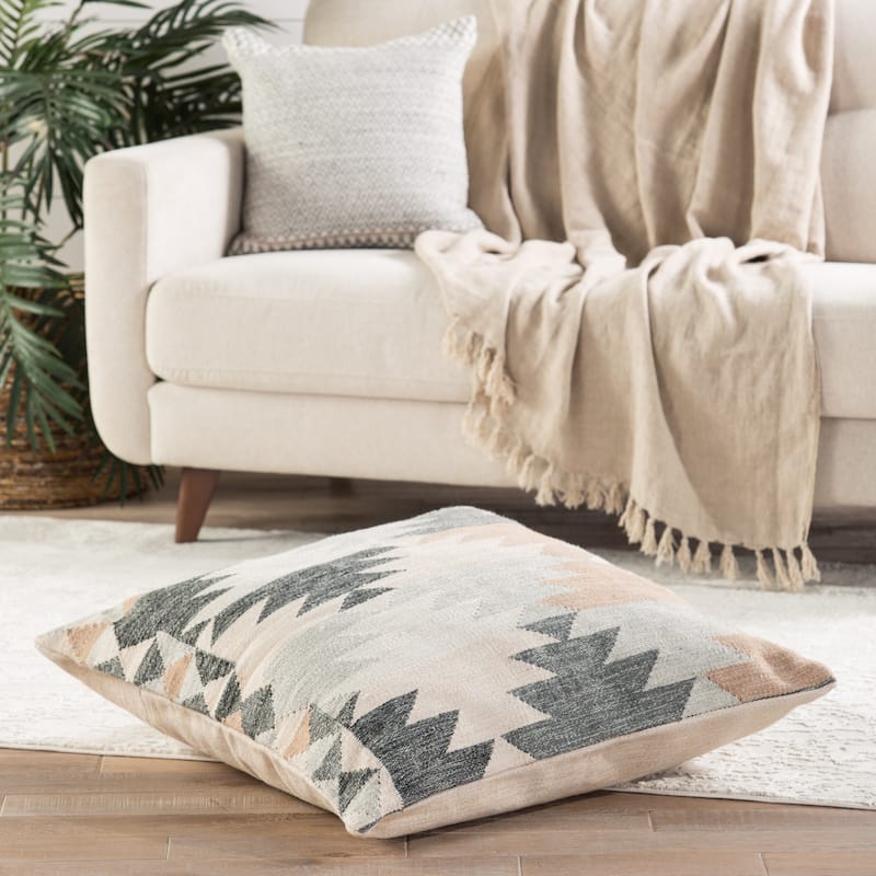 Raiden Geometric Cream/ Gray Floor Pillow