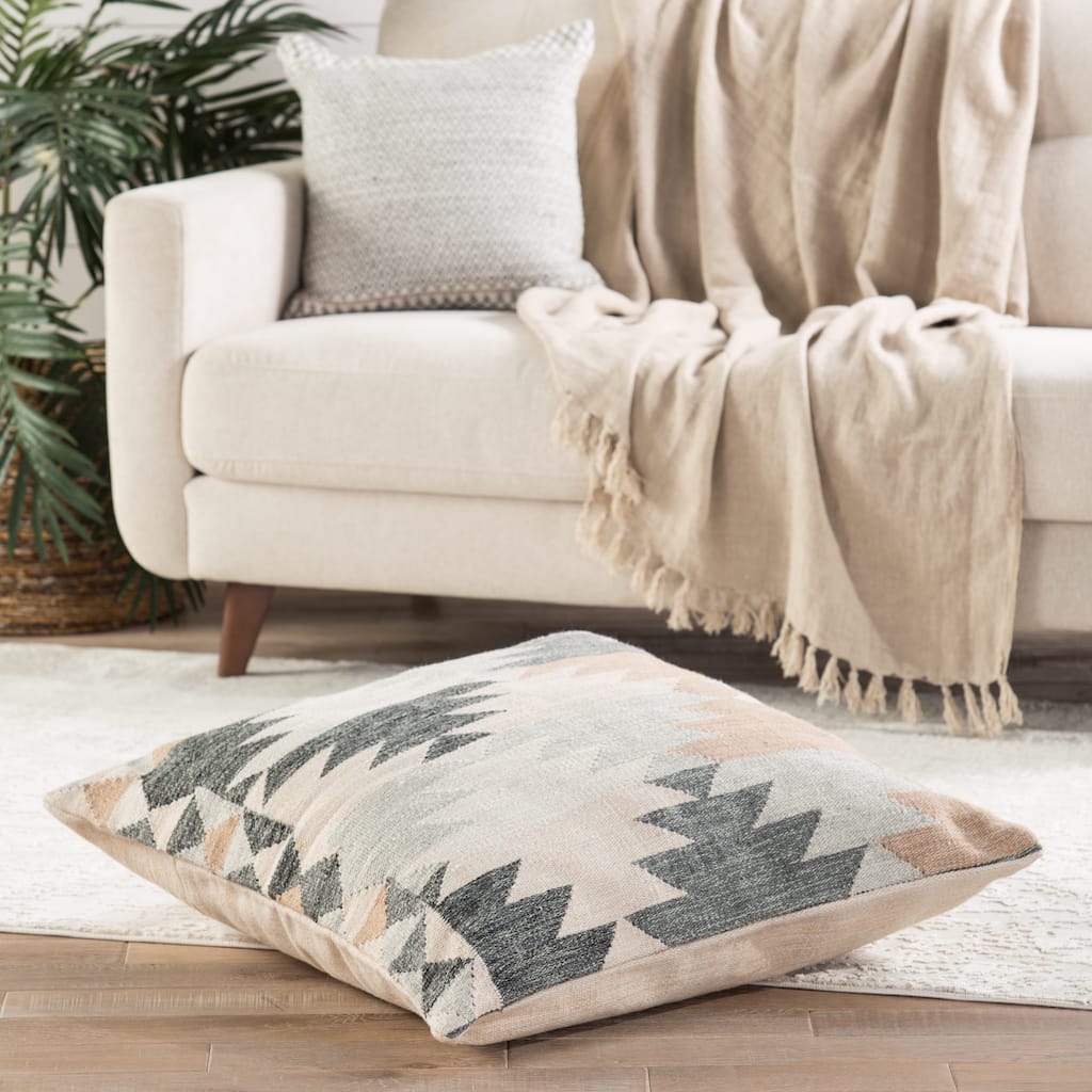 Raiden Geometric Cream/ Gray Floor Pillow