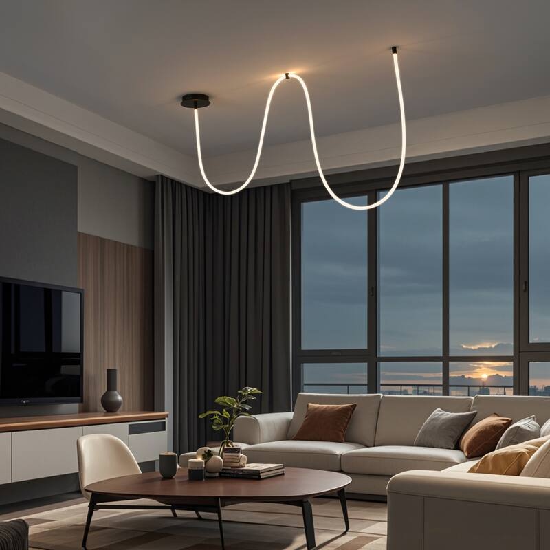 Adjustable Silicone Neon Rope LED Flush Mount, Dimmable, By JONATHAN Y