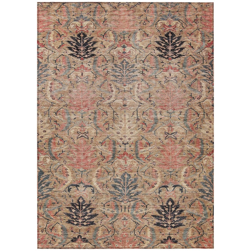 Machine Washable Indoor/ Outdoor Boho Traditional Chantille Rug