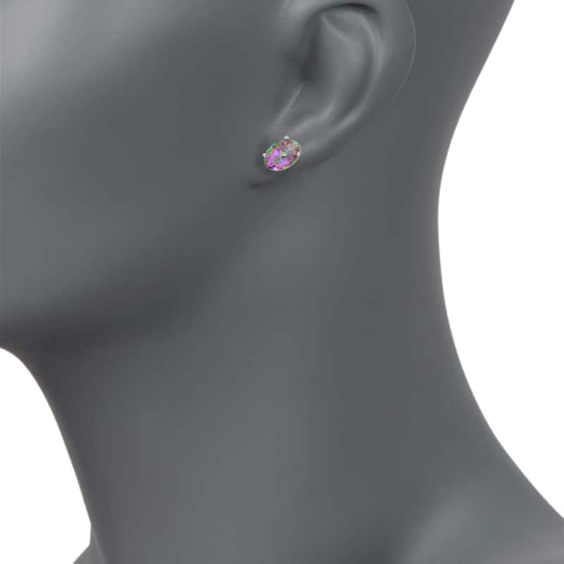 Sterling Silver 8x6 Oval Genuine Gemstone Birthstone Stud Earrings