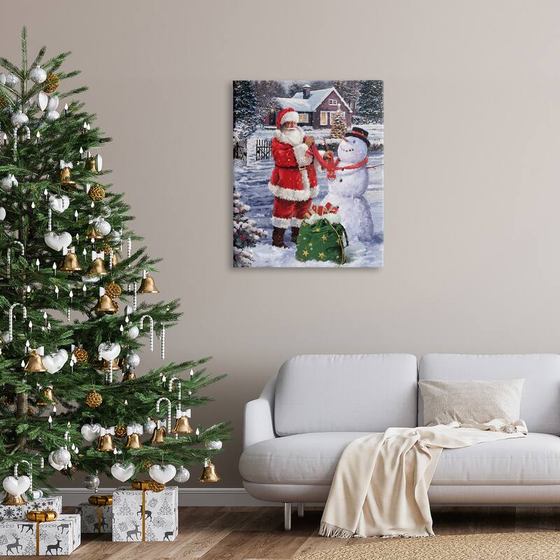 Stupell Santa Claus Building Snowman Holiday Winter Scenery Canvas Wall Art - Multi-Color