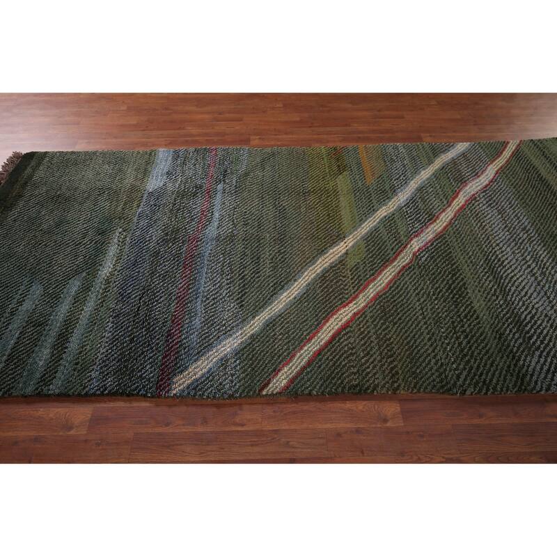 Green Gabbeh Persian Area Rug Handmade Wool Carpet - 4'7"x 10'0"