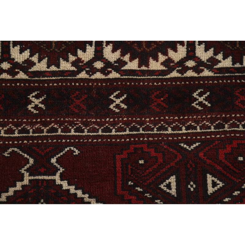 Hand Knotted Oriental 100% Wool Carpet Traditional Geometric Red Bokhara Area Rug - 11' 9'' X 7' 2''