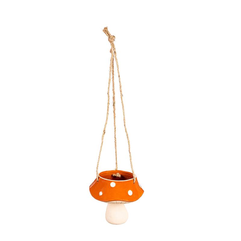 7" Ceramic Mushroom Hanging Planter