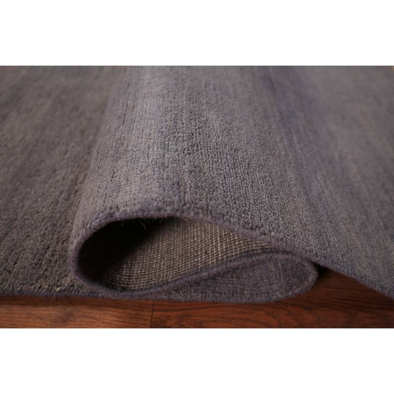 Modern Gray Gabbeh Oriental Foyer Rug Hand-Knotted Wool Carpet - 3'2" x 4'10"