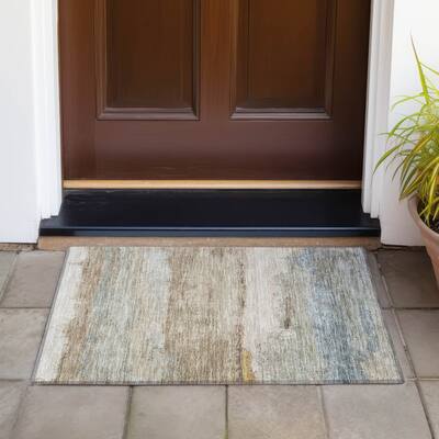 Machine Washable Indoor/Outdoor Watercolor Ombre Chantille Rug