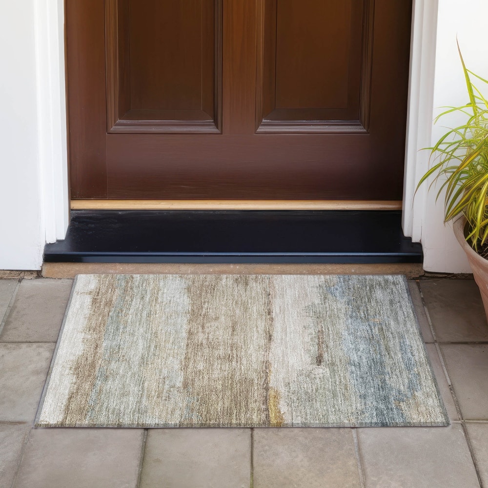 Machine Washable Indoor/Outdoor Watercolor Ombre Chantille Rug