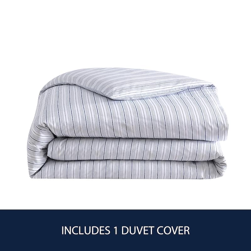 Nautica Beaux Stripe Blue Cotton Percale Duvet Cover