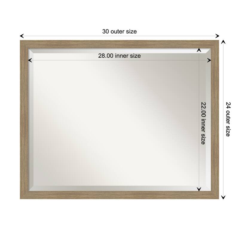 Woodgrain Stripe Beveled Wood Framed Wall Mirror - Woodgrain Stripe Mocha - Glass Size 28x22