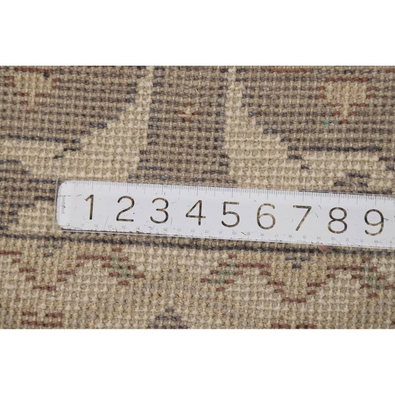 Hand Knotted Oriental 100% Wool Carpet Transitional All-Over Greys & Charcoal Oushak Runner Rug - 11' 9'' X 2' 8''