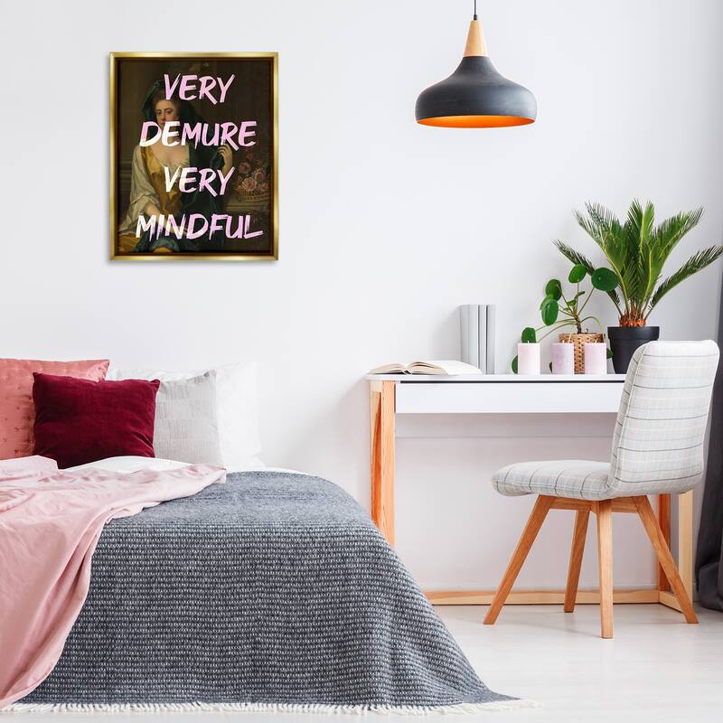Stupell Very Demure & Mindful Classic Framed Floater Canvas Wall Art Design By Lil' Rue