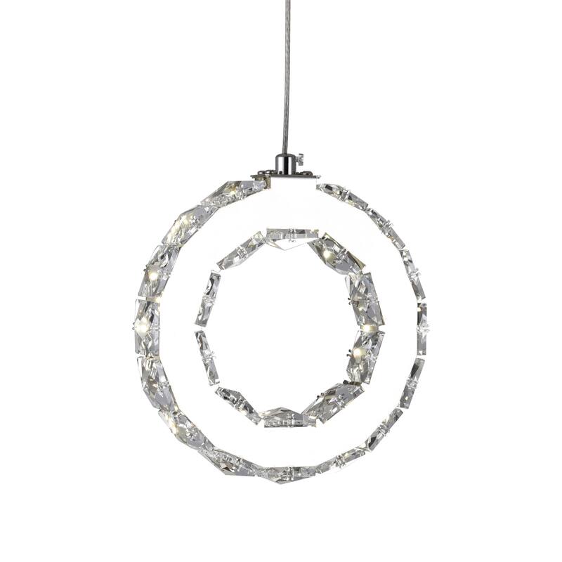 Ring LED Multi Light Pendant With Chrome Finish Stainless Steel Bed