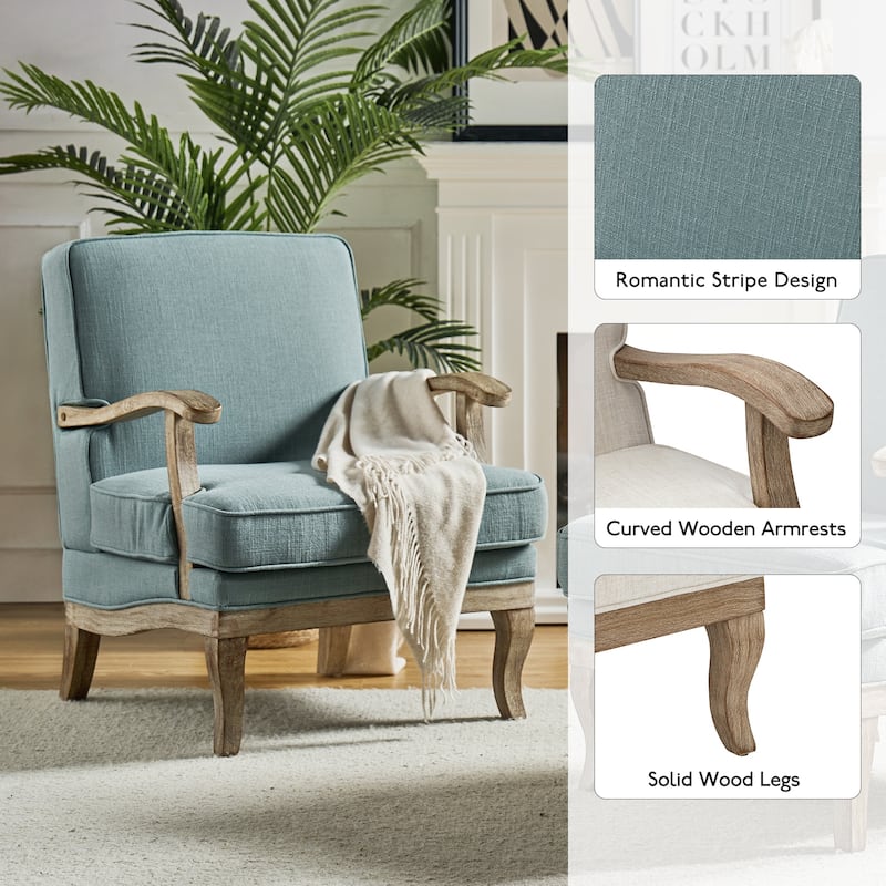 Rinaldo Farmhouse Polyester Armchair with Comfortable Backrest and Cushion by HULALA HOME