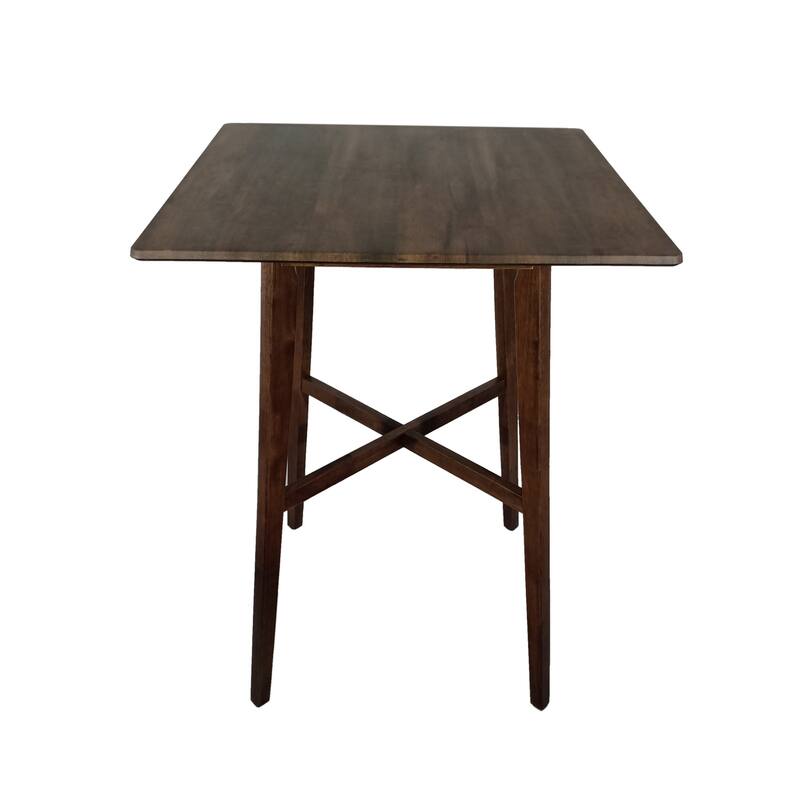 Modern Bar Height 42" Dining Table, Rubberwood Legs and Laminate Table Top, Walnut Finish, Black