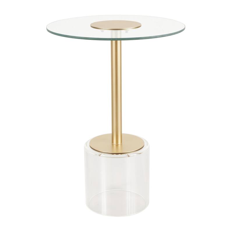 Acrylic Plastic Accent Table with Elevated Base and Gold Stand - Clear - Roche River Decor
