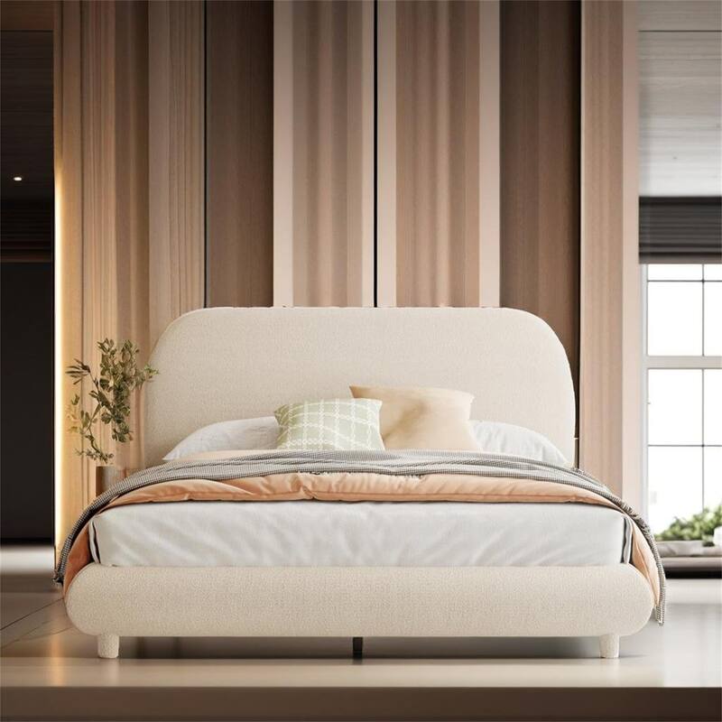 Teddy Fleece Full Size Upholstered Platform Bed with Thick Fabric