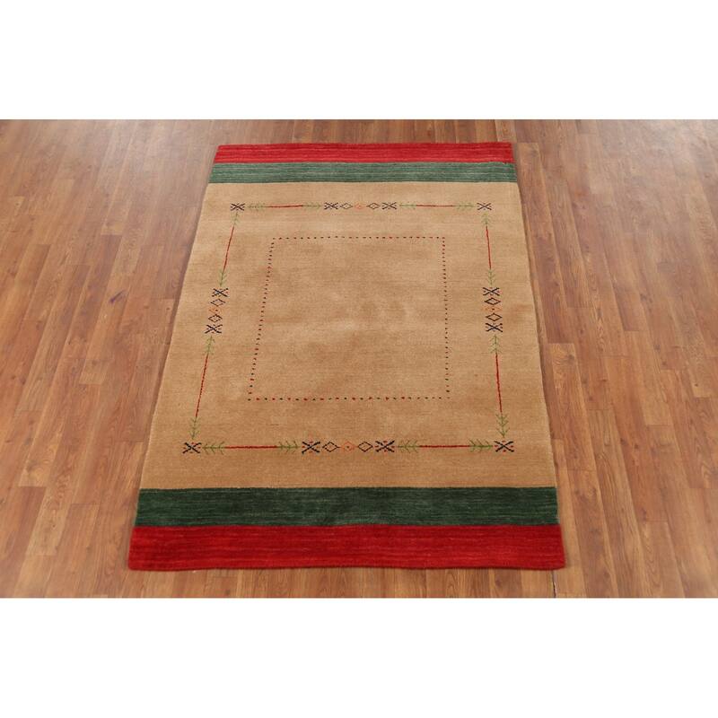 Gabbeh Oriental Accent Rug Handmade Wool Carpet - 3'11"x 5'8"