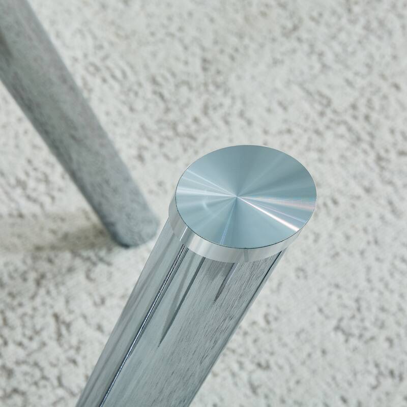 71-Inch Tempered Glass Dining Table with Sturdy Metal Legs