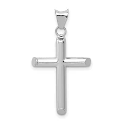 Curata 14k White Gold18" Polished Hollow Cross Pendant Necklace - 32.4x16.1mm