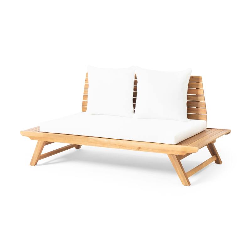 Roomfitters Outdoor Wood Loveseat with Cushions, Patio Seating Bench