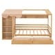 preview thumbnail 9 of 18, Natural Twin Size Solid Wood House Bed with Two Drawers and Wardrobe for Kids