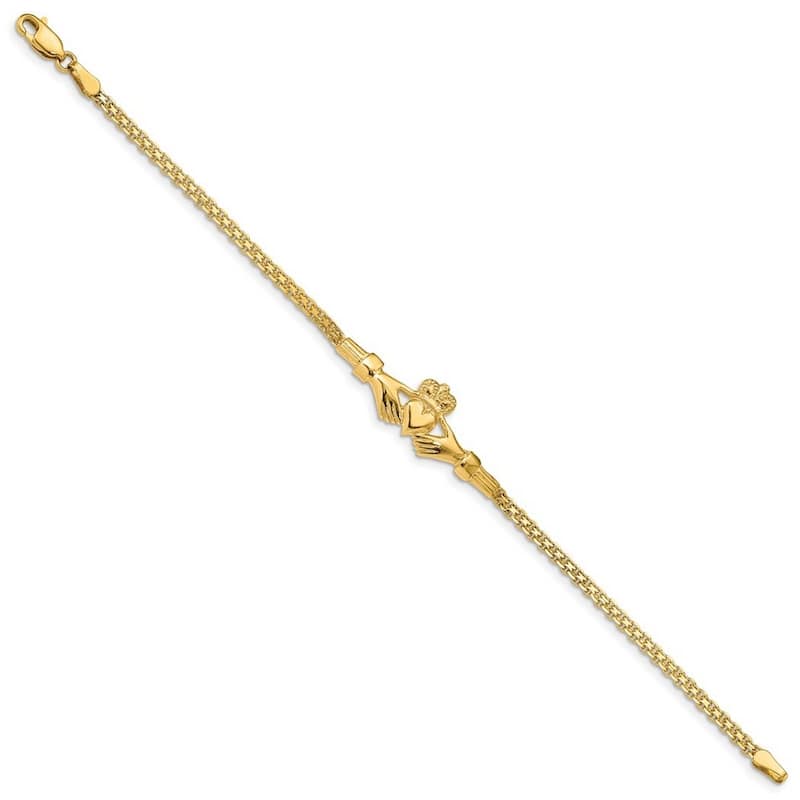 Curata 14k Polished Irish Claddagh Celtic Trinity Knot Bracelet 7 Inch
