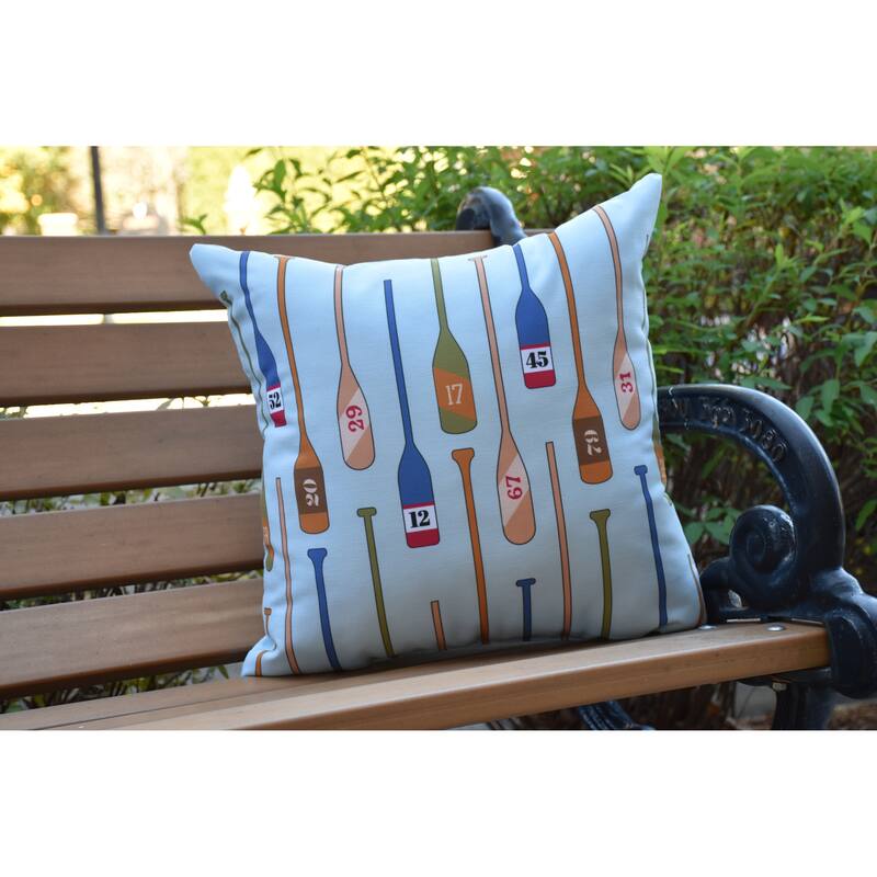 18 x 18 Inch Oar Numbers Geometric Print Outdoor Pillow