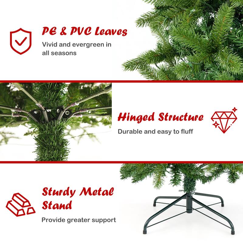 Gymax 6FT Hinged Pre-lit Christmas Slim Pencil Tree w/ 10 Lighting
