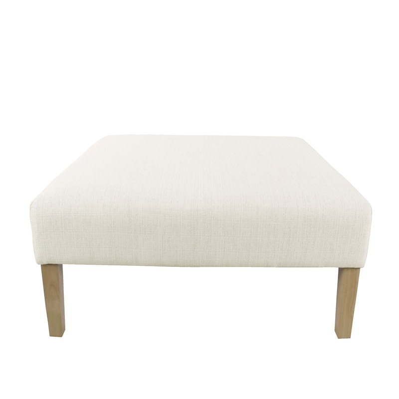HomePop Square Coffee Table Ottoman – Stain-Resistant Cream Woven