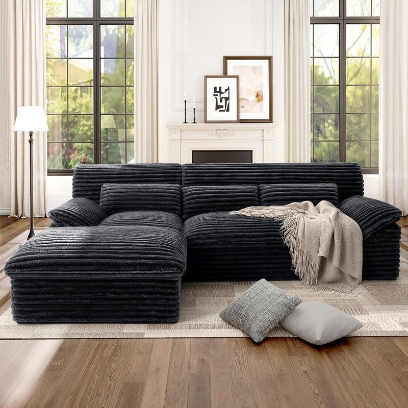 100" L-Shaped Cloud Sectional Couch With Double-Layer Thickened Deep Seat
