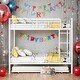 preview thumbnail 2 of 7, Industrial Modern Full Over Full Metal Bunk Bed with Trundle, White