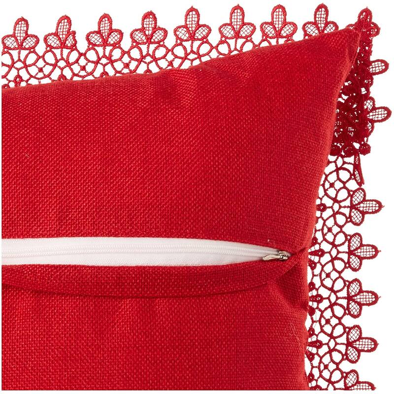 Violet Linen Christmas Braided Holly Lace Pattern Decorative Throw Pillow