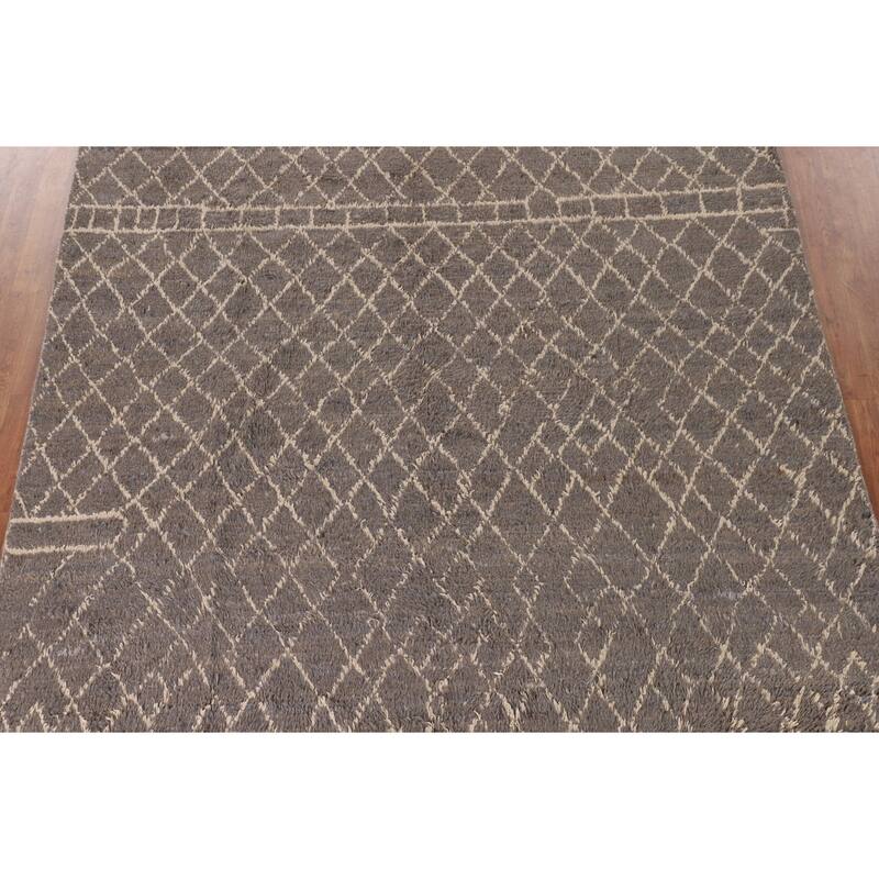 Trellis / Moroccan Area Rug Hand-Knotted Oriental Wool Carpet - 7'9" x 11'0"