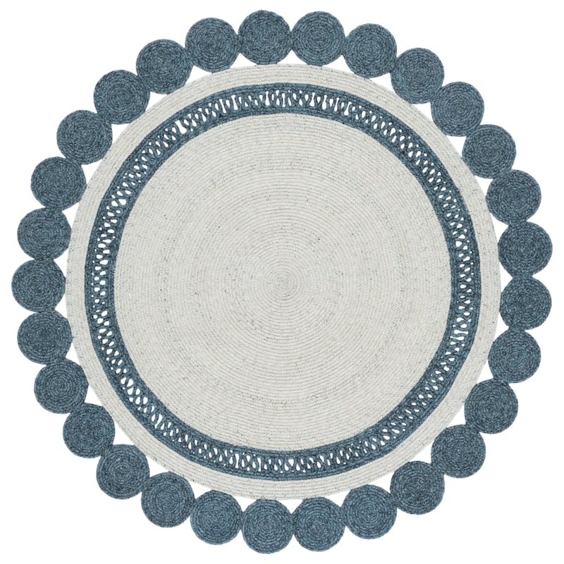 SAFAVIEH Handmade Braided Livie Wool Rug - 5' Round - Blue/Sage