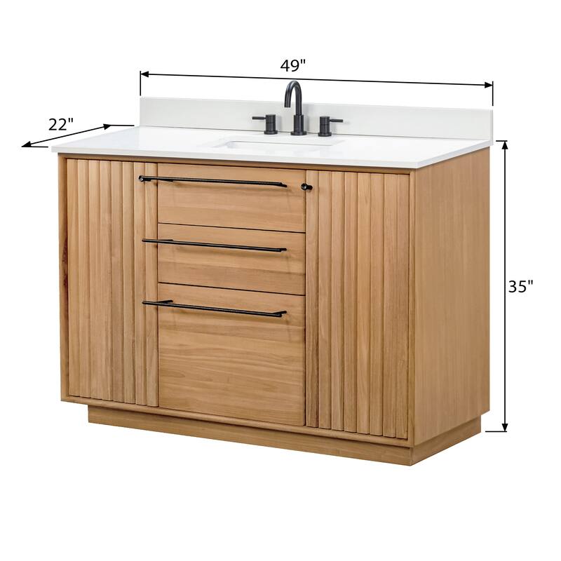 Avanity Parker Bathroom Vanity in Natural Teak with White Engineered Stone Top