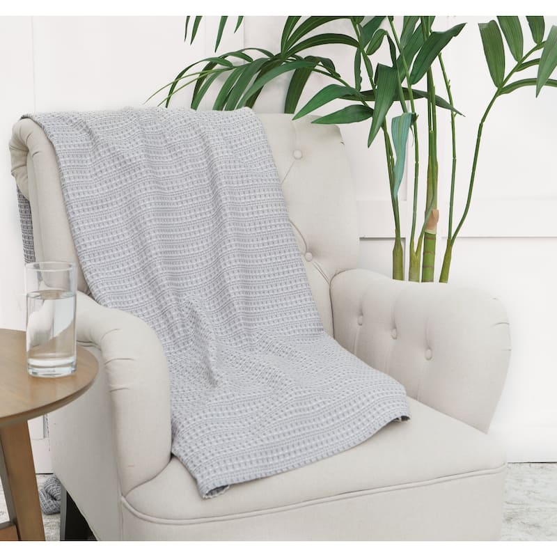 Waffle Gray Twin 66" x 86" Throw Blanket