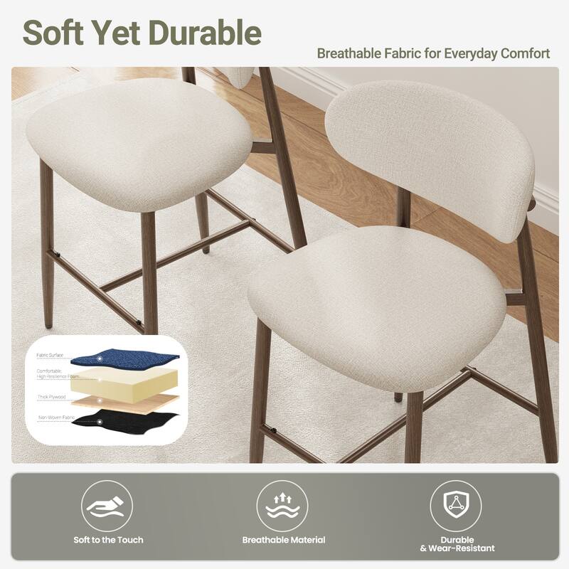 RENEWLINE 25 Inch Bar Stools with Backrest, Mid-Century Modern Counter Height Stools for Kitchen Island